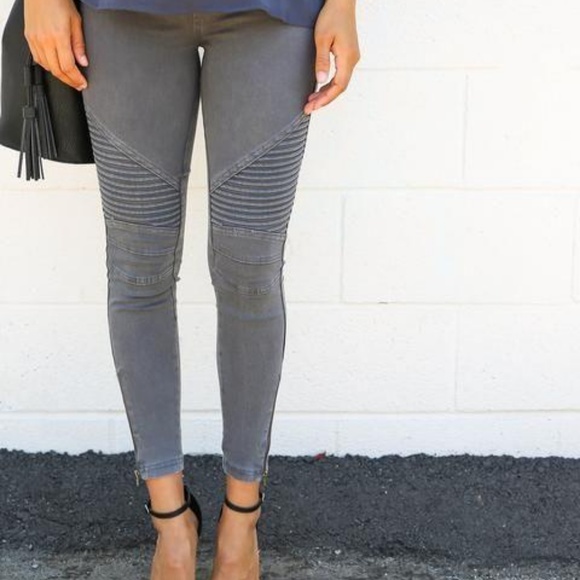 grey moto pants